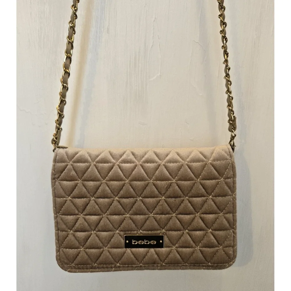 BEBE Purse Clutch Suede Feel Quilted‎ Crossbody w/ Removeable Strap
